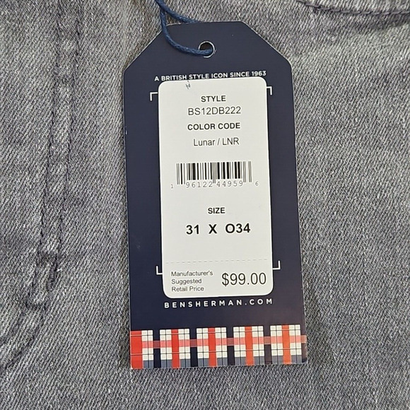 Ben Sherman Men's Straight Fit Denim Jeans Size 31x34 Pants Lunar BS11DB222 - Picture 7 of 16